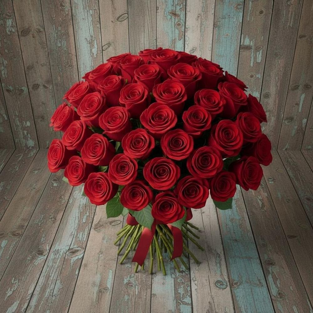 Букет 55 Красных роз Фридом в Приморско-Ахтарске