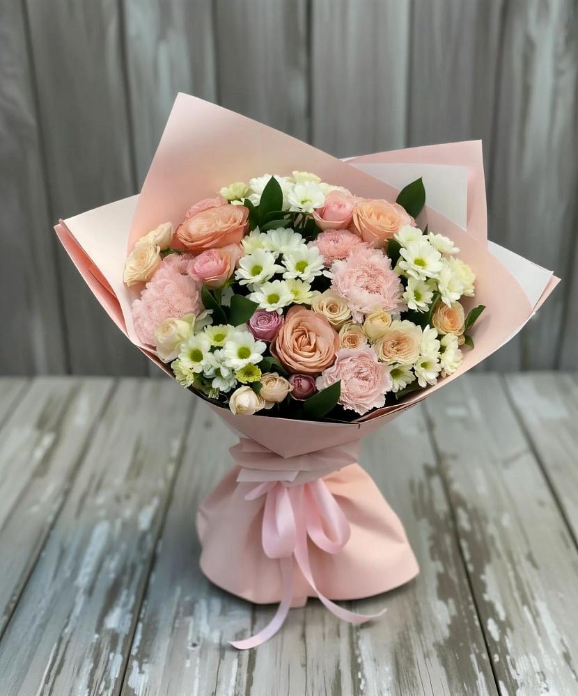 Букет цветов из: Гвоздики, Розы и Хризантемы в Приморско-Ахтарске