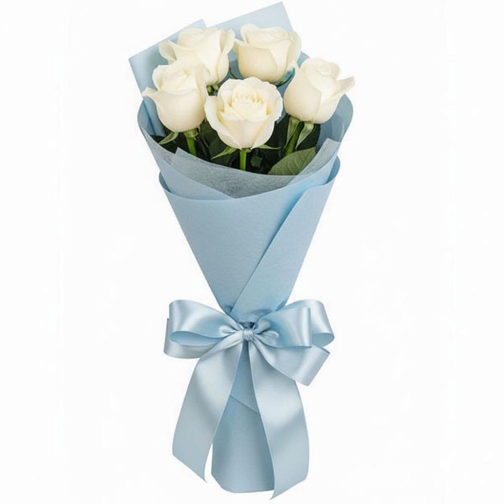 Букет 5 Белых роз Проуд в Приморско-Ахтарске