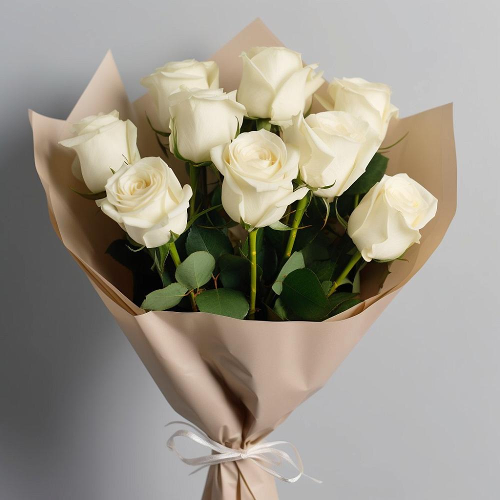 Букет 9 Белых роз Эдлесс Лав в Приморско-Ахтарске