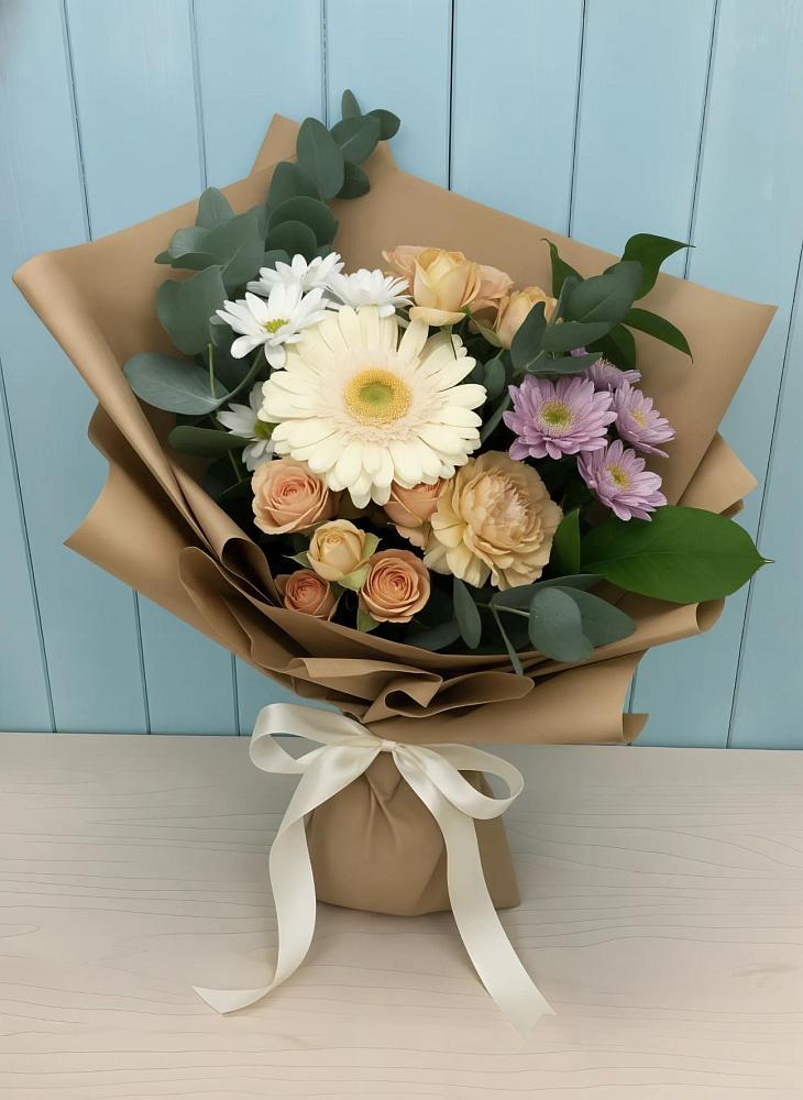 Букет цветов из: Герберы и Хризантемы в Приморско-Ахтарске