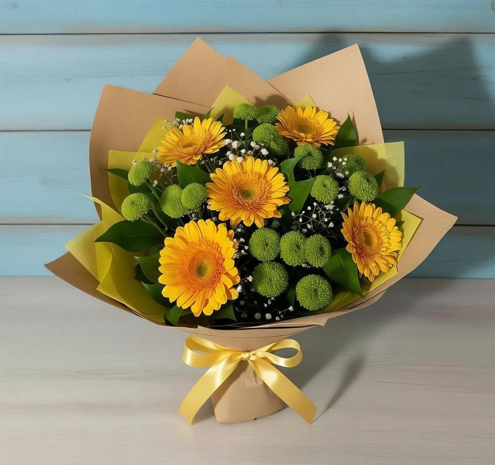 Букет цветов из: Герберы и Хризантемы в Приморско-Ахтарске