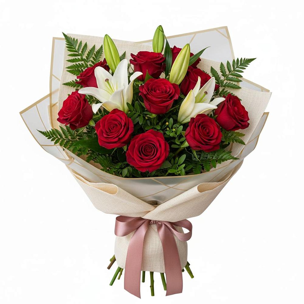 Букет цветов из: Лилии и Розы в Приморско-Ахтарске