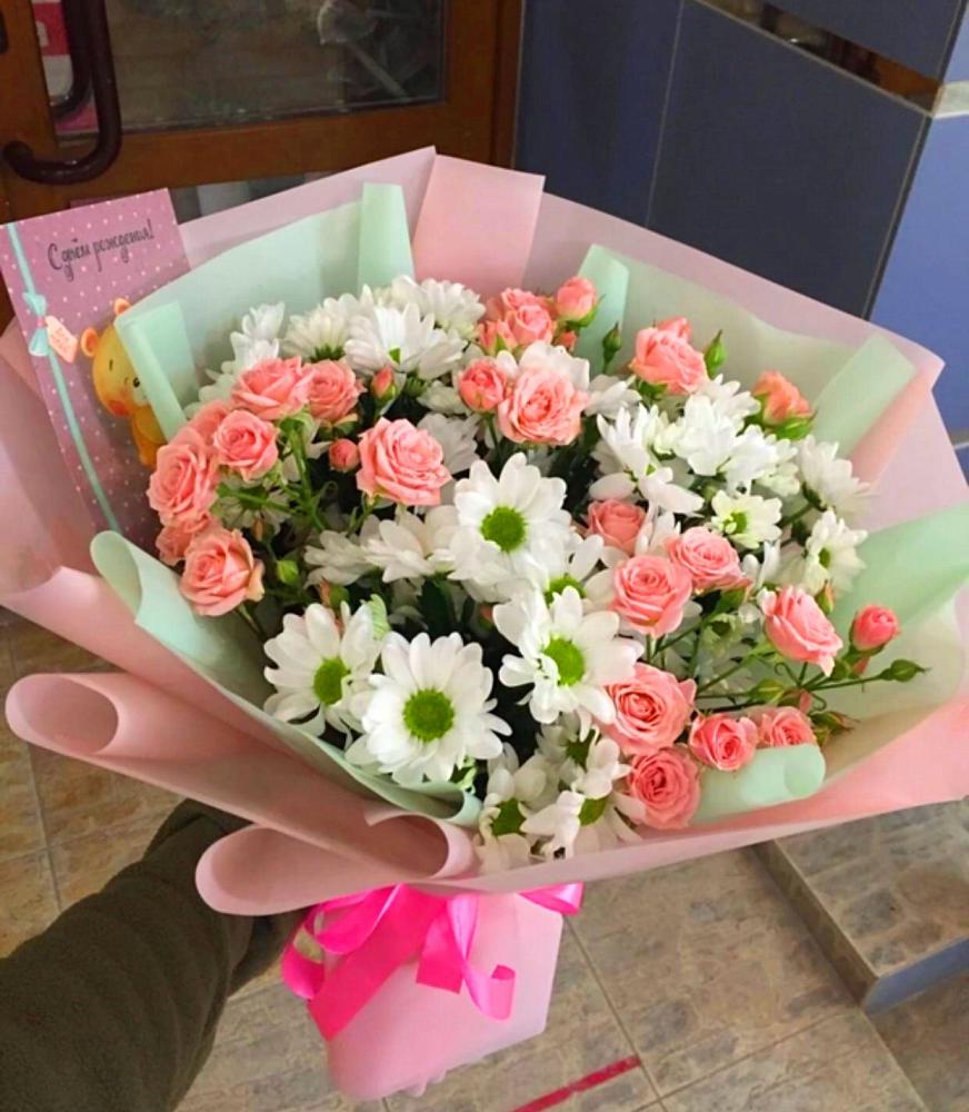 Букет цветов из: Розы и Хризантемы в Приморско-Ахтарске