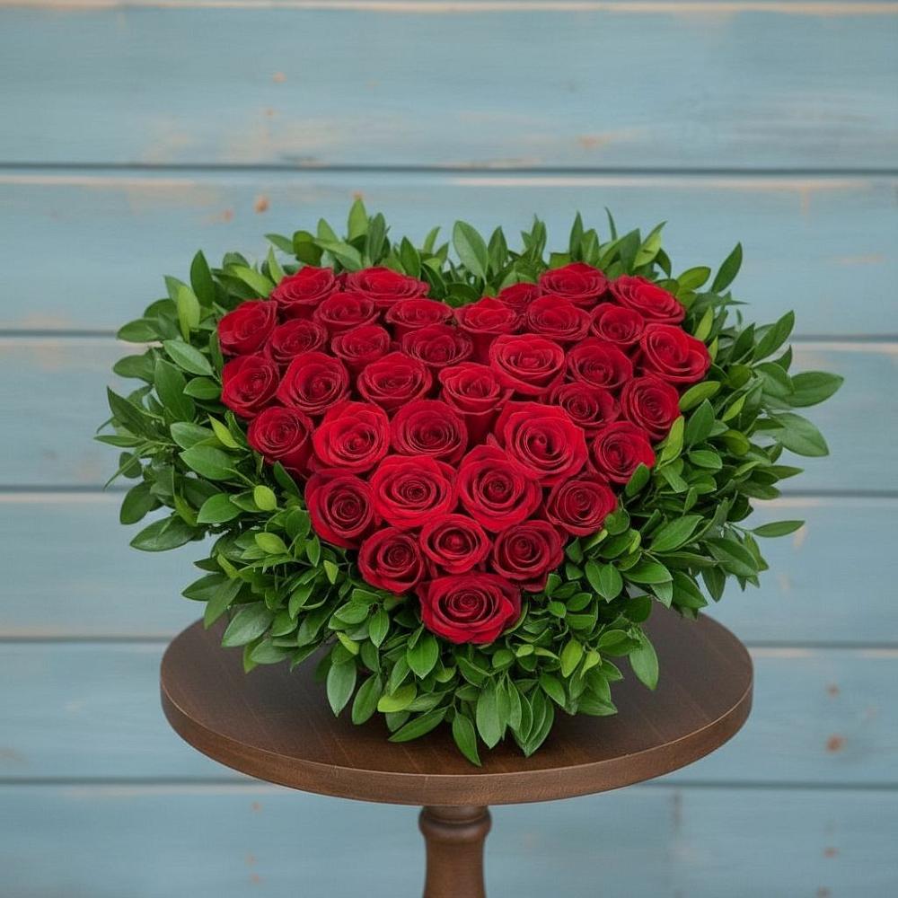 Цветочная композиция из Розы в виде сердца в Приморско-Ахтарске