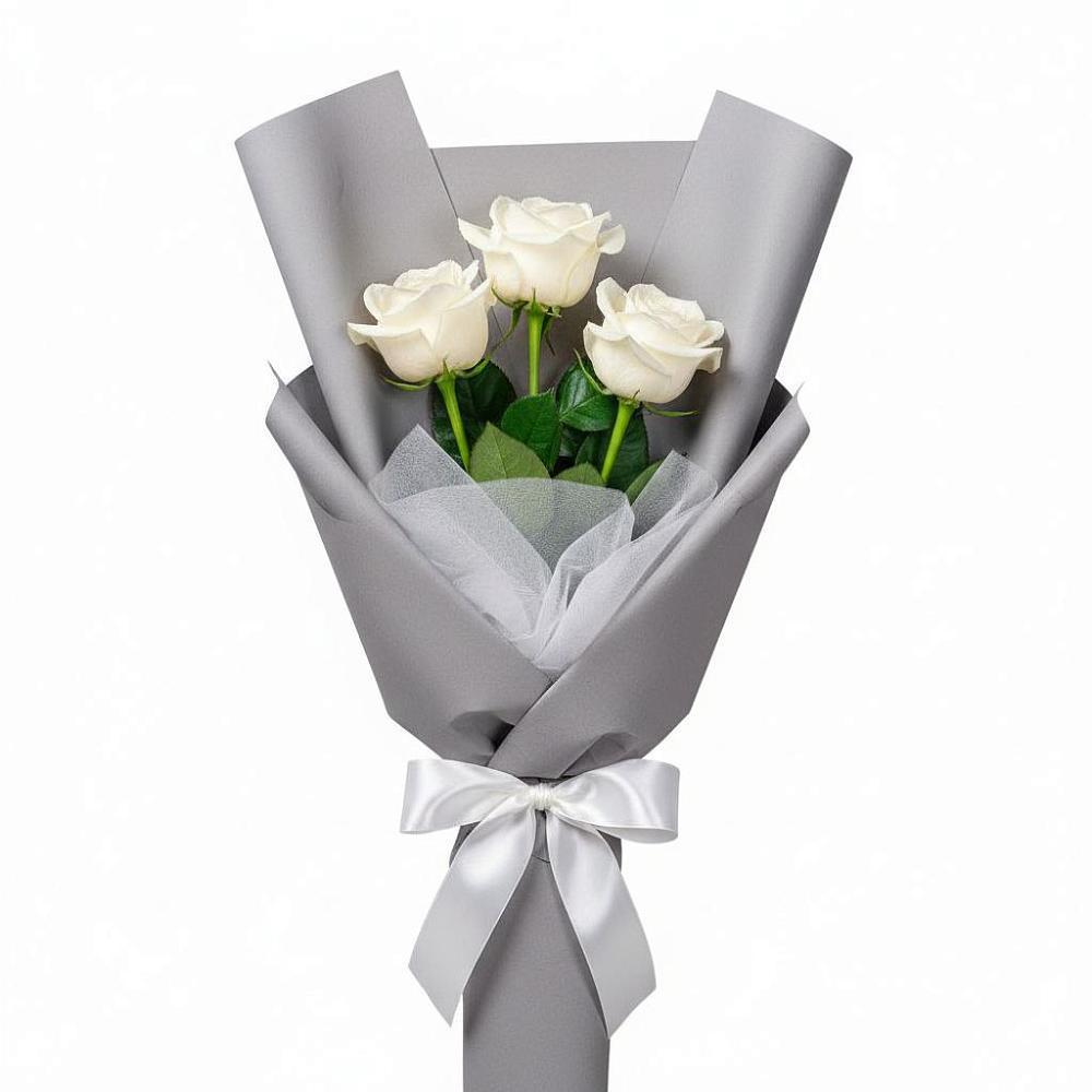 Букет 3 белые розы в Приморско-Ахтарске