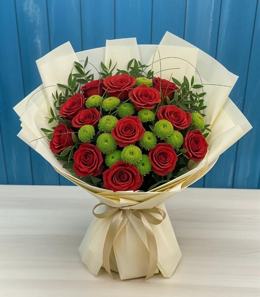 Букет цветов из: Розы и Хризантемы в Приморско-Ахтарске